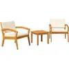 Image de Ensemble de salon de jardin vidaXL avec coussins, 3 pièces, polyester marron