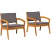 Image de vidaXL Chaise de jardin avec coussins (lot de 2) en bois massif d'acacia huilé naturel