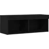 Image de Ensemble meuble TV vidaXL avec éclairage LED, aspect chêne noir, 80 x 30 x 30 cm
