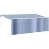 Image de vidaXL Store rétractable rayé bleu 350 x 200 cm Tissu