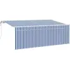 Image de vidaXL Store rétractable bleu et blanc 400 x 200 cm
