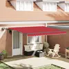 Image de vidaXL Store rétractable avec bandes lumineuses LED Rouge 400 x 300 cm Tissu