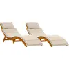 Image de Chaise longue vidaXL avec coussins (2 pièces), blanc crème, bois massif d'acacia