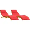 Image de Chaise longue vidaXL avec coussins (2 pièces), rouge, en bois massif d'acacia