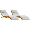 Image de vidaXL Chaise longue avec coussins 2 pièces Gris clair Bois massif Acacia