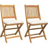 Image de vidaXL Chaise pliante avec coussin, lot de 2, marron, bois massif d'acacia