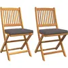 Image de vidaXL Chaise pliante avec coussin, lot de 2, marron, bois massif d'acacia