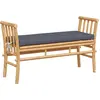 Image de vidaXL Banc de jardin avec coussins Marron 110 x 38 x 65cm Bambou