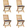 Image de vidaXL Chaise pliante 4 pcs Gris 49 x 57,5 x 92 cm Bois massif Acacia