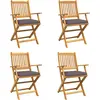 Image de vidaXL Chaise pliante 4 pcs Gris 49 x 57,5 x 92 cm Bois massif Acacia