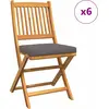 Image de vidaXL Chaise pliante 6 pcs Gris 49 x 57,5 x 92 cm Bois massif Acacia
