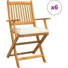 Image de vidaXL Chaise pliante 6 pcs Blanc 49 x 57,5 x 92 cm Bois massif Acacia