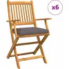 Image de vidaXL Chaise pliante 6 pcs Gris 49 x 57,5 x 92 cm Bois massif Acacia