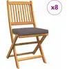 Image de vidaXL Chaise pliante 8 pcs Gris 49 x 57,5 x 92 cm Bois massif Acacia