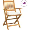Image de vidaXL Chaise pliante 8 pcs Blanc 49 x 57,5 x 92 cm Bois massif Acacia