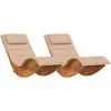 Image de vidaXL Chaise longue avec coussins 2 personnes 2 pièces Marron Bois massif Acacia