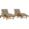 Image de vidaXL Transat 2 pièces Taupe 200 x 67 x 84 cm Bois massif d'acacia