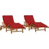 Image de vidaXL Transat 2 pièces Rouge 200 x 67 x 84 cm Bois massif d'acacia