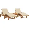 Image de vidaXL : Ensemble de 3 chaises longues en bois d'acacia massif, couleur beige