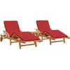 Image de vidaXL Transat 3 pièces Rouge 200 x 67 x 84 cm Bois massif d'acacia