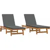 Image de vidaXL, 2 chaises longues, bois massif d'acacia, couleur marron