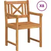Image de Banc d'extérieur vidaXL, 8 pièces, couleur naturelle, 56 x 55,5 x 90 cm, bois massif d'acacia