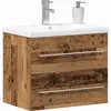 Image de vidaXL Armoire de lavabo 2 pcs Vieux bois Engineered bois et céramique