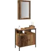 Image de vidaXL Ensemble de meubles de salle de bain avec étagère avec porte 2 pcs brun bois composite