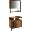 Image de vidaXL Ensemble de meubles de salle de bain avec étagère avec porte 2 pcs brun bois composite