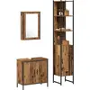 Image de vidaXL Ensemble de meubles de salle de bain avec étagère avec porte 3 pcs brun bois composite