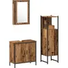 Image de vidaXL Ensemble de meubles de salle de bain avec rangement 3 pcs brun 33 x 33 x 120.5 cm