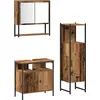 Image de vidaXL Ensemble de meubles de salle de bain, 3 pièces, couleur marron, matériau bois