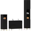 Image de vidaXL Ensemble de meubles de salle de bains mural 3 pcs noir aspect chêne