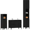 Image de vidaXL Ensemble de meubles de salle de bains mural 3 pcs noir aspect chêne