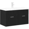 Image de vidaXL Armoire de salle de bain noir imitation chêne 90 x 38,5 x 46 cm