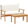 Image de Ensemble de canapés de jardin vidaXL avec coussins, 2 pièces, blanc crème, bois massif d'acacia