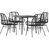 Image de vidaXL Ensemble de salle à manger de jardin 5 pièces en verre de polyrattang noir