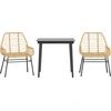Image de vidaXL Ensemble de jardin-salle à manger 3 pièces verre polyrattan brun