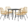 Image de vidaXL Ensemble de salle à manger de jardin 5 pièces verre polyrattan brun