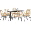 Image de vidaXL Ensemble de salle à manger de jardin 7 pièces verre polyrattan brun
