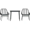 Image de vidaXL Ensemble de jardin 3 pièces avec coussins noir Poly rotin verre