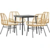 Image de vidaXL Ensemble de jardin 5 pièces avec coussins Marron Poly rotin Verre