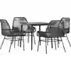 Image de vidaXL Ensemble de jardin 5 pièces avec coussins noir Poly rotin verre