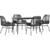 Image de vidaXL Ensemble de jardin 5 pièces avec coussins noir Poly rotin verre