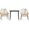 Image de vidaXL Ensemble de jardin 3 pièces avec coussins Marron Poly rotin Verre