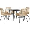 Image de vidaXL Ensemble de jardin 5 pièces avec coussins Marron Poly rotin Verre