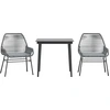 Image de vidaXL Ensemble de jardin 3 pièces avec coussins Gris Poly rotin Verre
