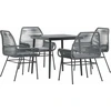 Image de vidaXL Ensemble de jardin 5 pièces avec coussins Gris Poly rotin Verre