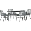 Image de vidaXL Ensemble de jardin 5 pièces avec coussins Gris Poly rotin Verre