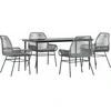 Image de vidaXL Ensemble de jardin 5 pièces avec coussins Gris Poly rotin Verre